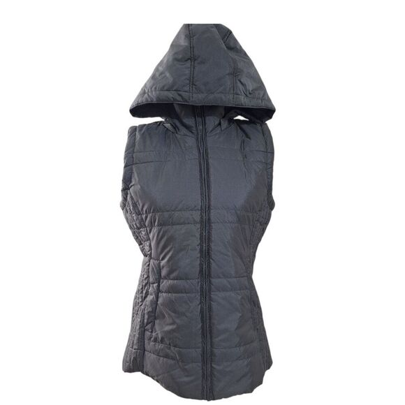 New York & Co Women's Grey Hooded Puffer Vest Fall Winter Outdoor Sz Small - Picture 4 of 9